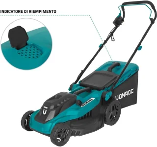 Grasmaaier 1600W - 38 cm maaibreedte - Vijf instelbare maaihoogtes: 25/40/50/60/70 mm