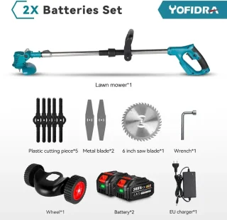 Grasmaaier - Grastrimmer - Inclusief 2 Accu´s & Oplader - Ontkruid - Maaier - Kantelmaaier - Groen