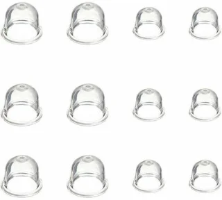 12 witte startkogelpompen 19/22 mm en transparante carburateuroliebekers