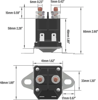 12V Starterrelais (Solenoid) voor grasmaaiers