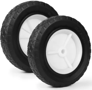 2 rubberwielen voor trolley of grasmaaier