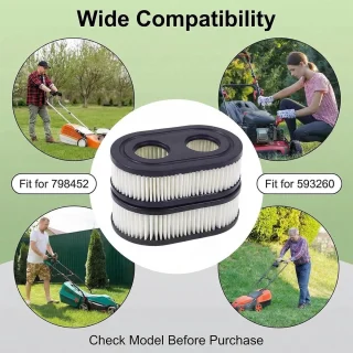 2 stuks grasmaaier-luchtfilter compatibel met Briggs & Stratton 798452 593260