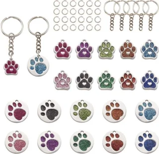 20x Glitter Pootbedels Kat & Hond - Sieradenbedels