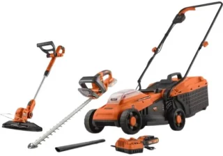 3-in-1 accu-tuingereedschapset: grasmaaier, grastrimmer en heggenschaar
