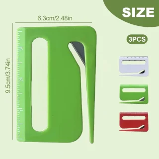 3-in-1 Briefopener Liniaal Vergrootglas Rood Blauw Wit