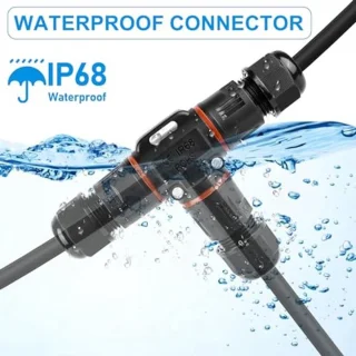 3-polige kabelconnector, waterdicht IP68, T-vormige kabelconnector, waterdicht, 3-polige aardkabel, aansluitmof voor kabeldiameter 3-12 mm, 2-voudige waterdichte aansluitdoos voor tuin en