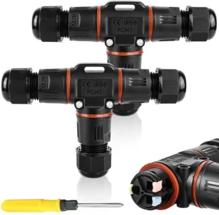 3-polige t-vormige kabelconnector