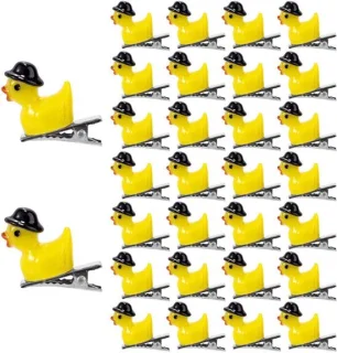 30x eend van hars haarspelden met hoedclip - geel