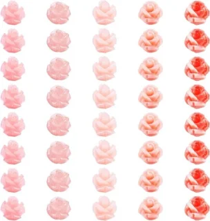 40 roze schelpkralen met bloemvorm