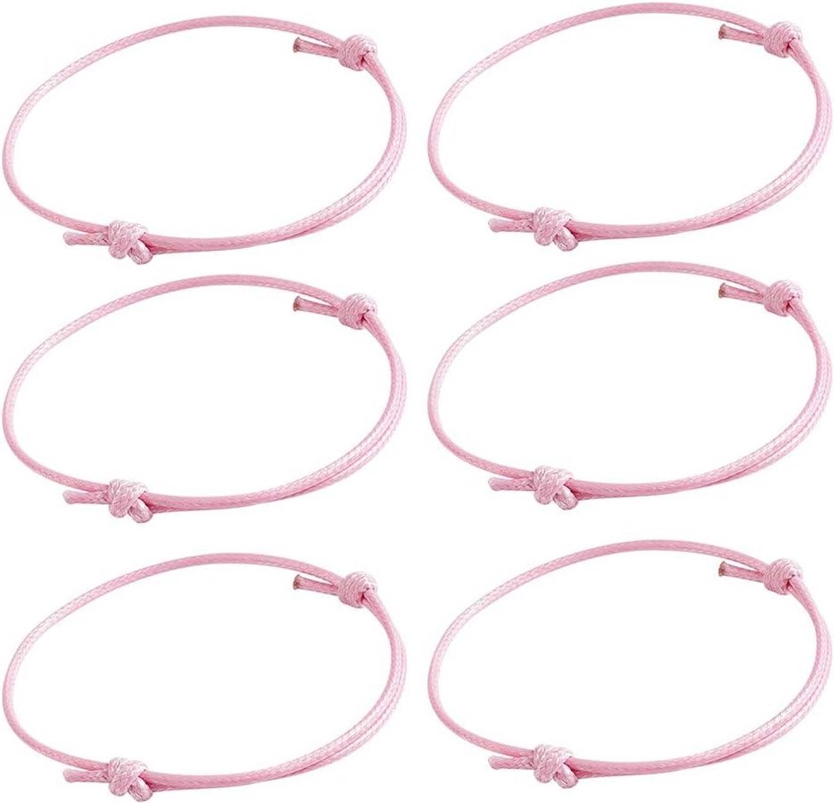 50x Koreaanse gewaxte polyester armbanden roze verstelbaar handgemaakt