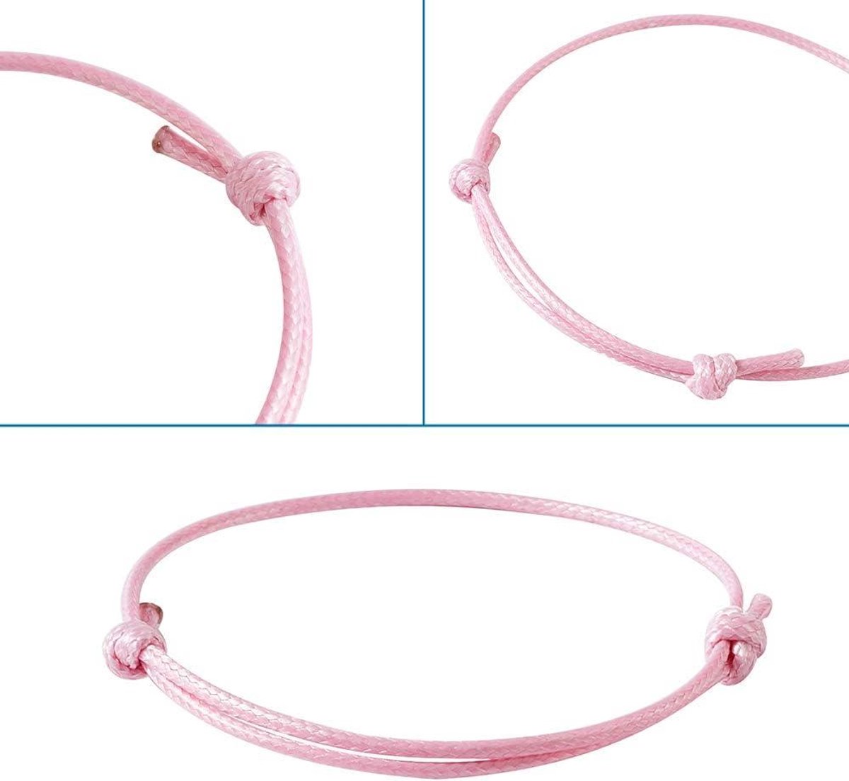 50x Koreaanse gewaxte polyester armbanden roze verstelbaar handgemaakt