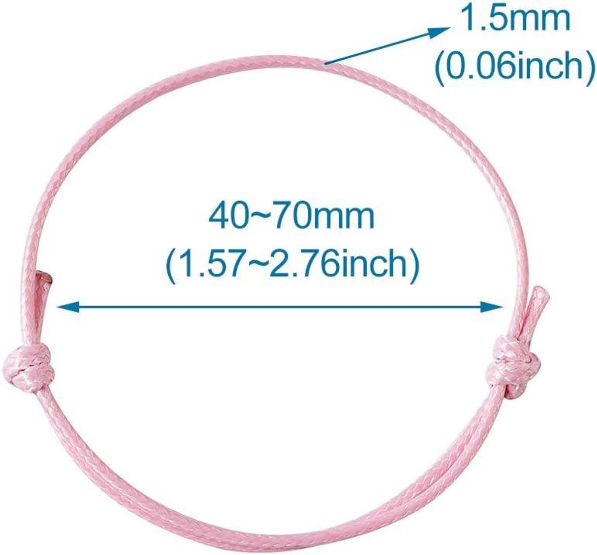 50x Koreaanse gewaxte polyester armbanden roze verstelbaar handgemaakt
