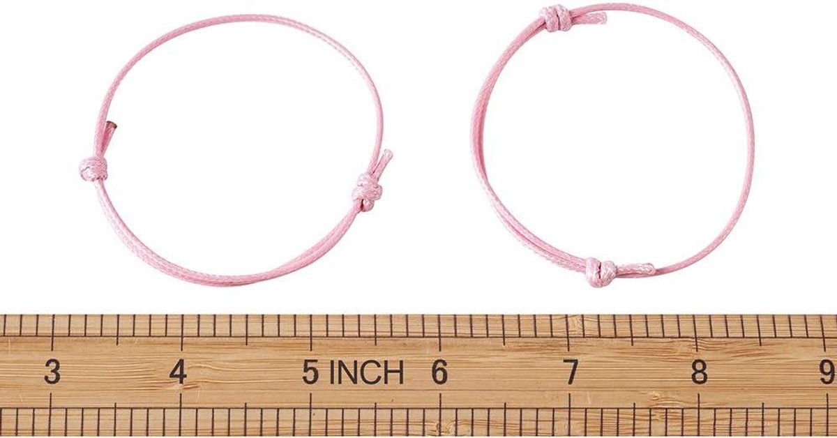 50x Koreaanse gewaxte polyester armbanden roze verstelbaar handgemaakt