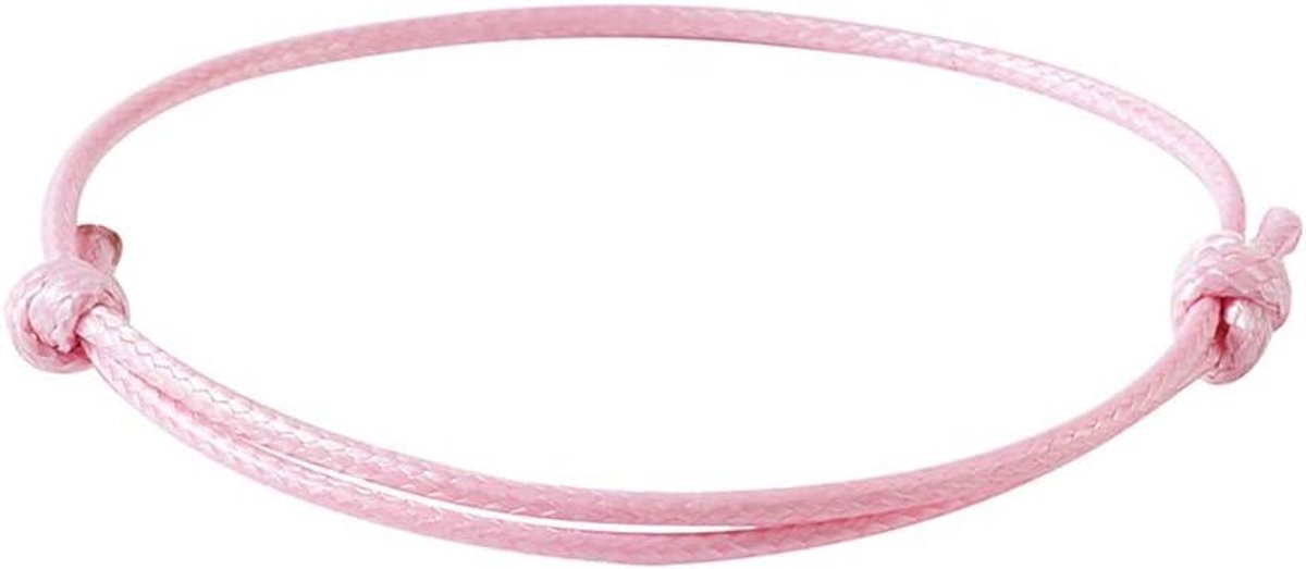 50x Koreaanse gewaxte polyester armbanden roze verstelbaar handgemaakt