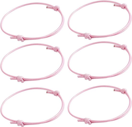 50x Koreaanse gewaxte polyester armbanden roze verstelbaar handgemaakt