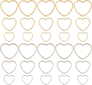 60x roestvrijstalen hartvormige frame bedelhangers goud en zilver