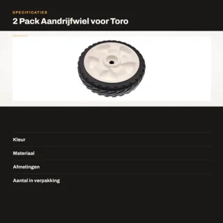 Aandrijfwiel vervanging voor 2 wielen, wielmaat 8 inch, boring 1/2 inch, naafoffset 3/4 inch