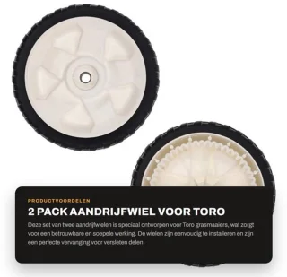 Aandrijfwiel vervanging voor 2 wielen, wielmaat 8 inch, boring 1/2 inch, naafoffset 3/4 inch