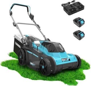 Accu grasmaaier 38 cm blauw