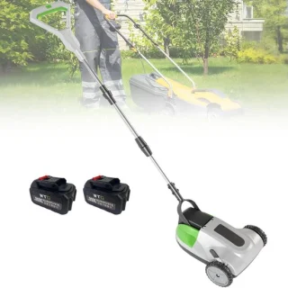 Accu grasmaaier met grastrimmer grijs