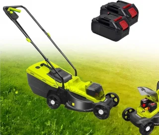 Accu grasmaaier met grastrimmer grijs