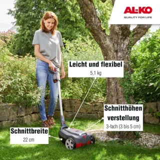 Accu mulchmaaier 22 cm maaibreedte grijs
