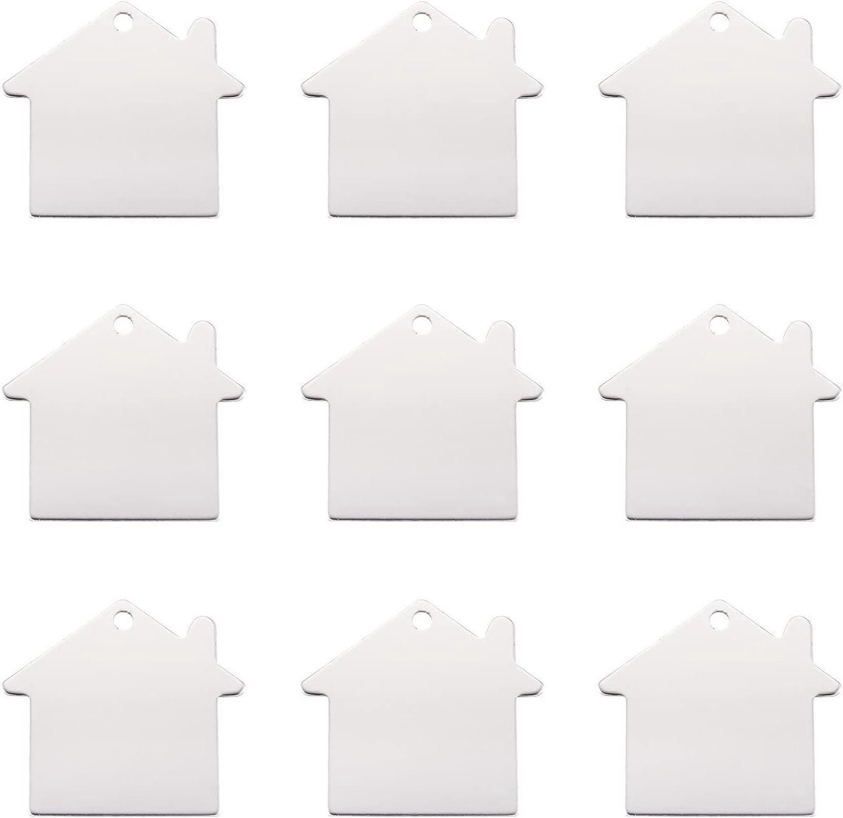 Aluminium blanco stempel tags hangers 35x38.5mm - 10 stuks