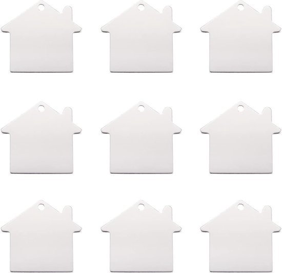 Aluminium blanco stempel tags hangers 35x38.5mm - 10 stuks