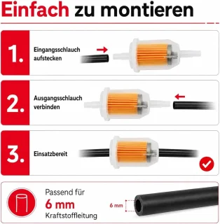 Benzinefilter 6 mm & 8 mm - kunststof behuizing - ShopVlot