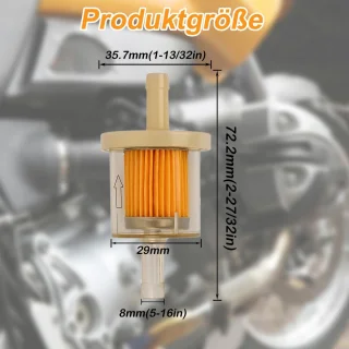 Benzinefilter 8mm universeel voor motorfiets, grasmaaier en scooter - ShopVlot