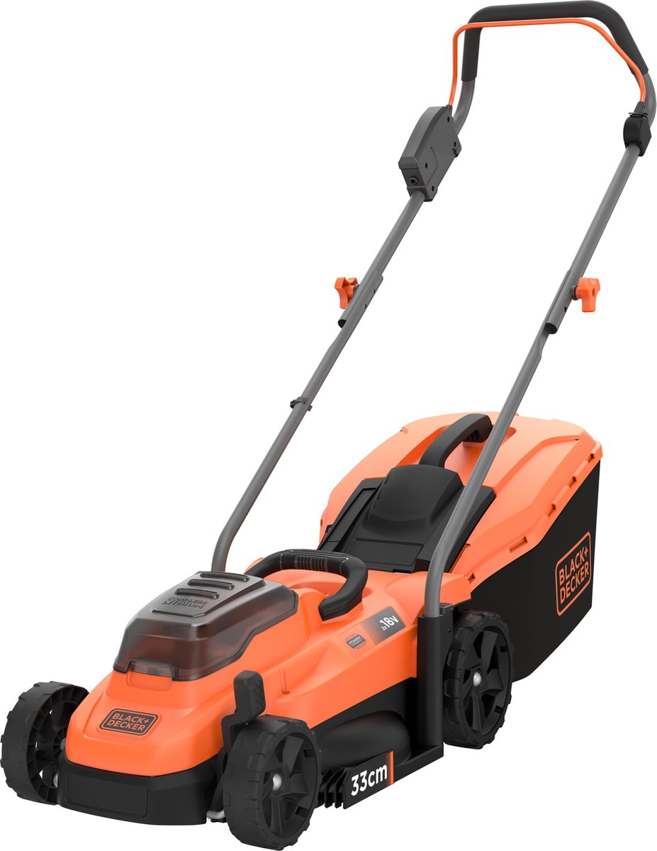 De Black+Decker 18V 2x4.0Ah 33cm Grasmaaier 35L in één oogopslag