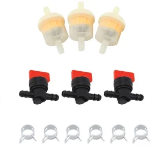 Brandstofgastank afsluiter set - 3 filters, 3 kleppen, 6 klemmen