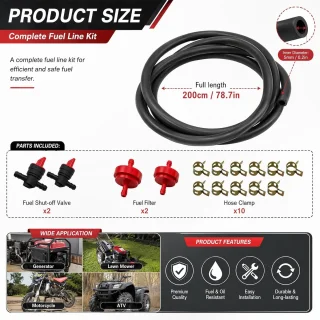 Brandstofslang 2 m 6 mm met benzinekraan - ShopVlot