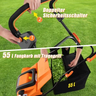 COSTWAY Elektrische verticuteermachine en gazonventilator 41 cm 15 A 2-in-1