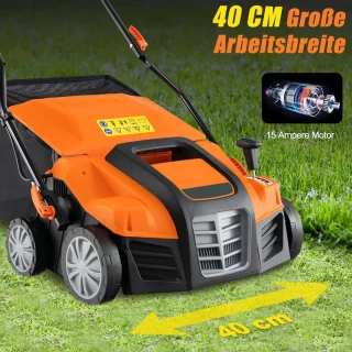 COSTWAY Elektrische verticuteermachine en gazonventilator 41 cm 15 A 2-in-1