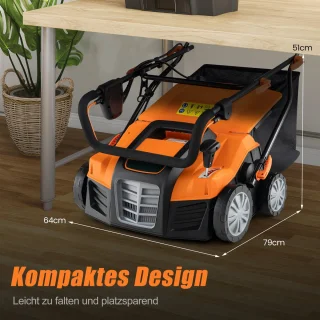 COSTWAY Elektrische verticuteermachine en gazonventilator 41 cm 15 A 2-in-1
