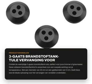 Dailygoods 3-gaats brandstoftank-tule rubber zwart 5 stuks