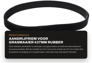 Dailygoods aandrijfriem rubber 16,4mm breedte gesloten lus 437mm omtrek compatibel met Spear & Jackson S1334ER grasmaaier riem
