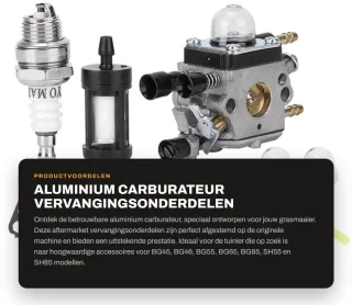 Dailygoods aftermarket aluminium carburateur voor grasmaaier geschikt voor bg45, bg46, bg55, bg65, bg85, sh55 en sh85