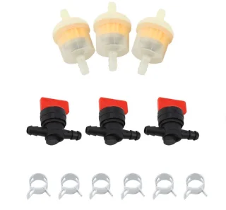 Dailygoods brandstofgastank afsluiter set met 3 brandstoffilters, 3 afsluitkleppen en 6 klemmen