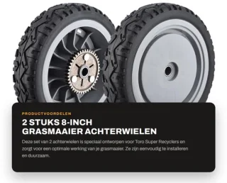 Dailygoods - grasmaaier achterwiel 8 inch - 2 stuks