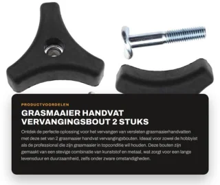 Dailygoods - grasmaaier handvat vervangingsset - 2x moeren/bouten - 8mm draad