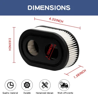 Dailygoods luchtfilter 2 stuks ovaal voor grasmaaier