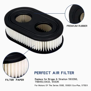 Dailygoods luchtfilter 2 stuks ovaal voor grasmaaier