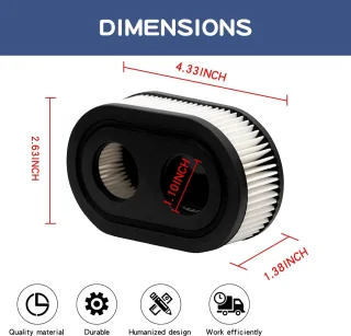 Dailygoods luchtfilter 2 stuks ovale luchtfilter voor grasmaaier