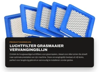 Dailygoods luchtfilter vervangingsset 5 stuks voor grasmaaier (491588/491588S/399959)