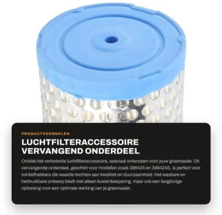 Dailygoods luchtfilter wasbaar geschikt voor Briggs 396424/396424S