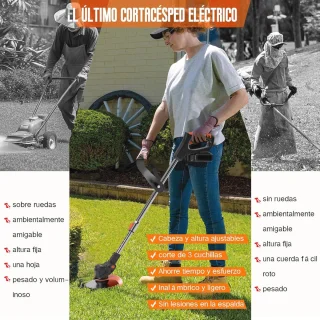 Elektrische draadloze grastrimmer 3-in-1 met telescopische steel