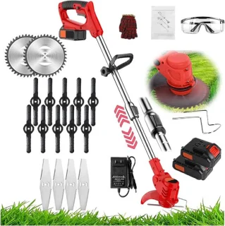 Elektrische Grasmaaier - Accu Grasmaaier Bosmaaier - Tuin Onderhouden - 3-in-1 Snoeiopties - 90-120 cm Verstelbaar - Rood