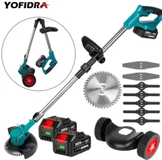 Elektrische Grasmaaier en Grastrimmer 1500W 2 Batterijen EU Stekker